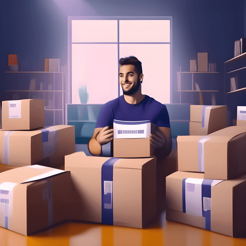 Изображение мужчины с коробками, созданное Artbreeder