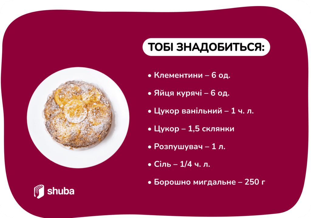 Мигдалевий пиріг з клементинами