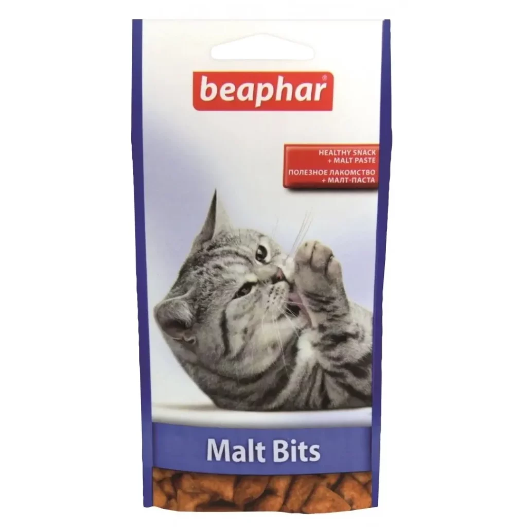 Подушечки Beaphar Malt Bits смачні та корисні для кішок з мальт-пастою