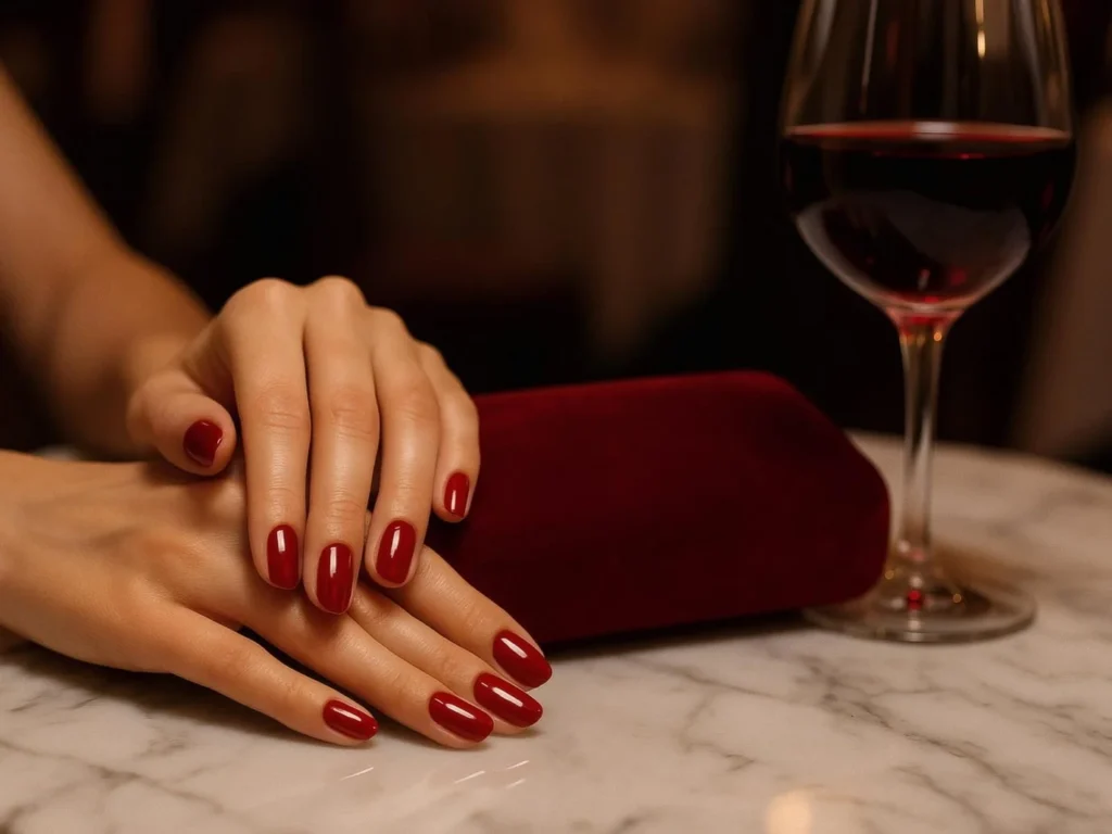 Червоний манікюр винного кольору