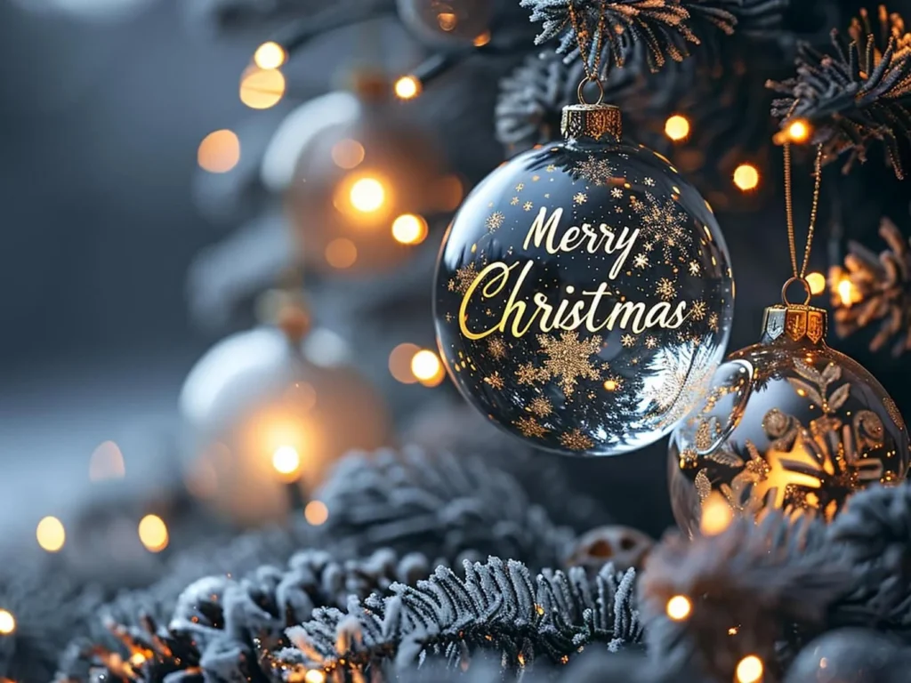 Стильна новорічна кулька для листівки вітання з Різдвом