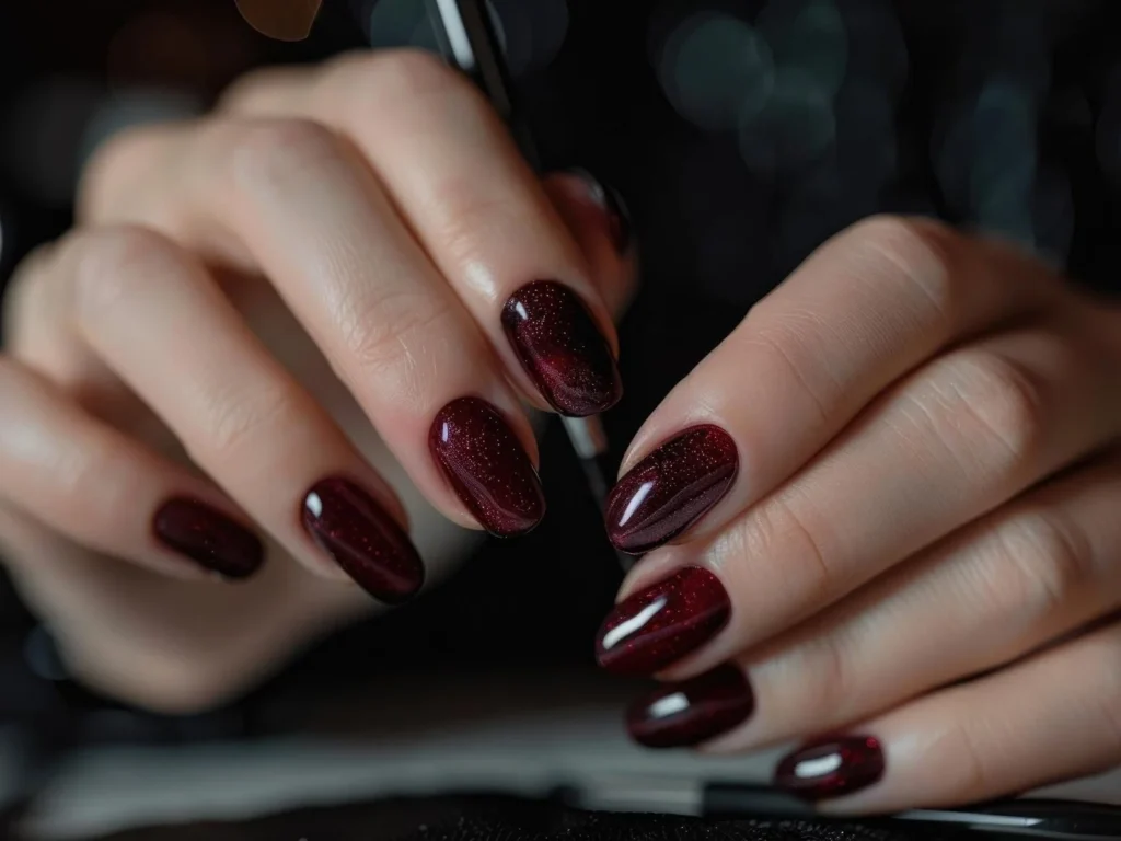 Красивий манікюр у кольорі марсала