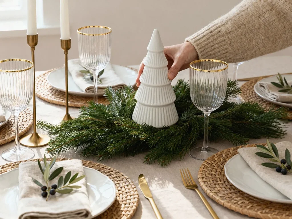 сервірування з гілочками і ялинкою