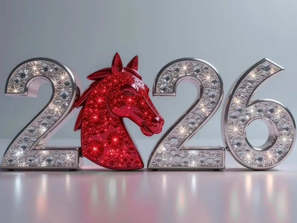 Картинка для привітання з Новим роком Вогняного Коня 2026